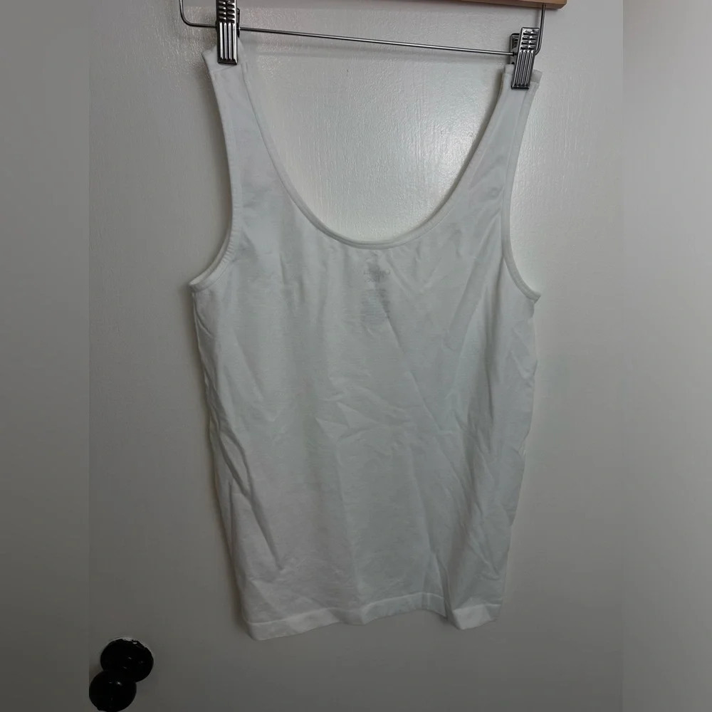 Ophelia Roe Nylon white Spandex Blend Tank Top tummy control size Large #1215 - Picture 2 of 4